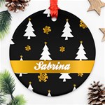 Personalized Christmas Tree Black Ornament (Round) Front