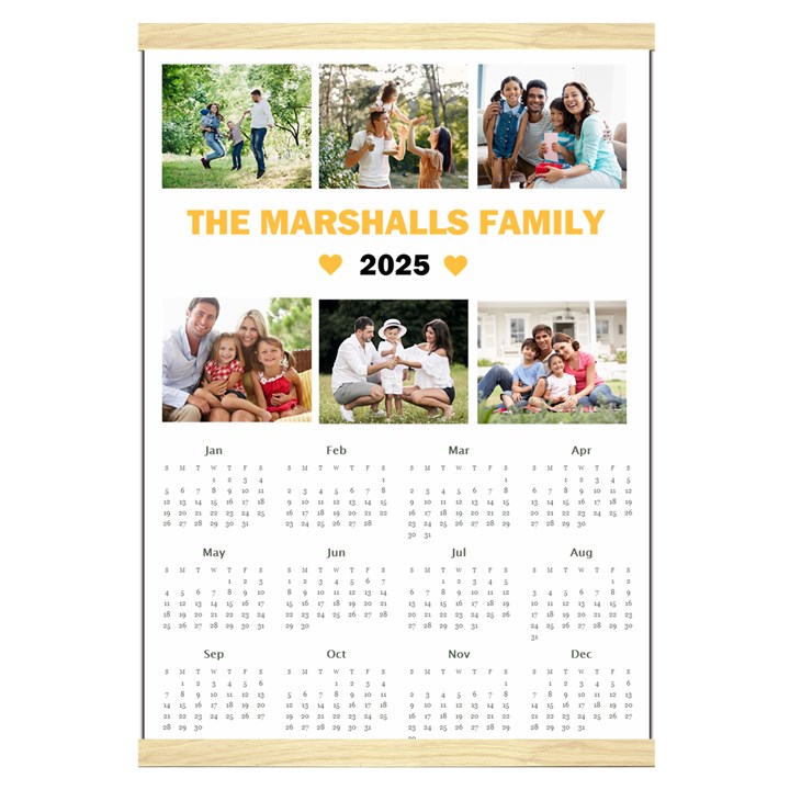Personalized Family Calendar Canvas Yearly Calendar 16  x 22 