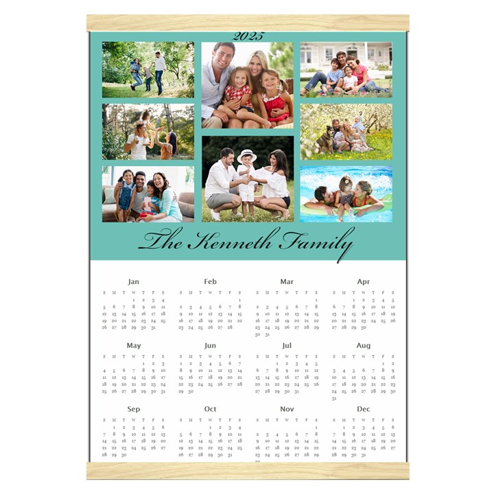 Personalized Family Calendar Canvas Yearly Calendar 16  x 22 