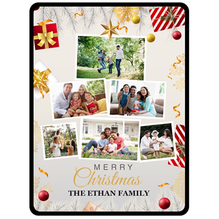 Christmas Family Photo Large Blanket Fleece Blanket (Large)