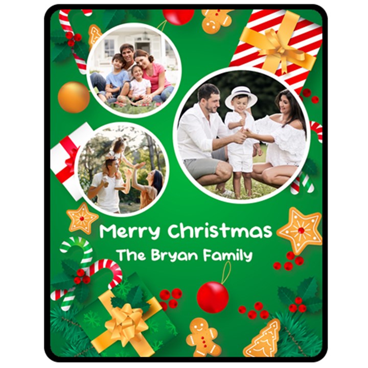 Christmas Family Photo Medium Blanket Fleece Blanket (Medium)