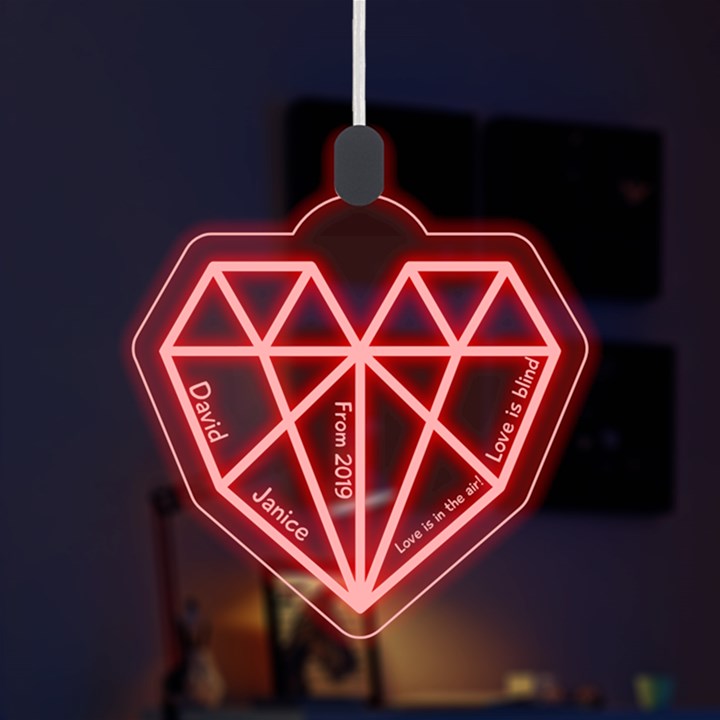 Happy Valentine Heart Diamond LED Acrylic Ornament
