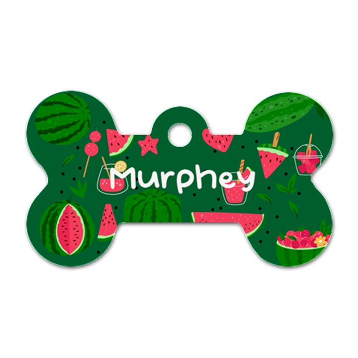 Watermelon Graphic Pattern Dog Tag Bone (One Side)