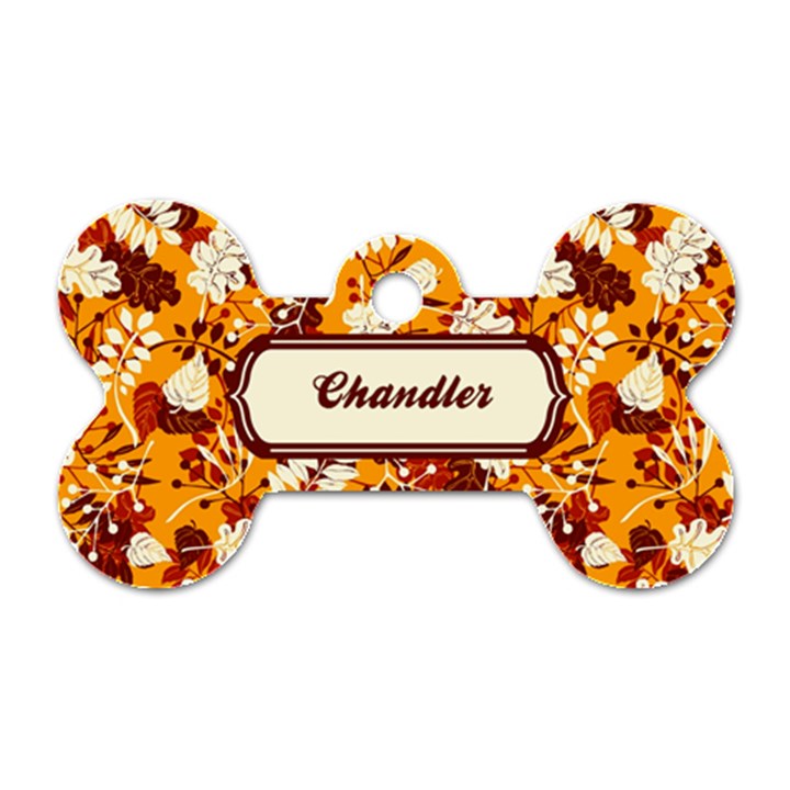 Flower Graphic Pattern Dog Tag Bone (One Side)