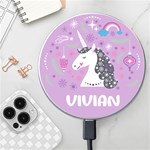 Personalized Unicorn Name Wireless Fast Charger Wireless Fast Charger(White) Front