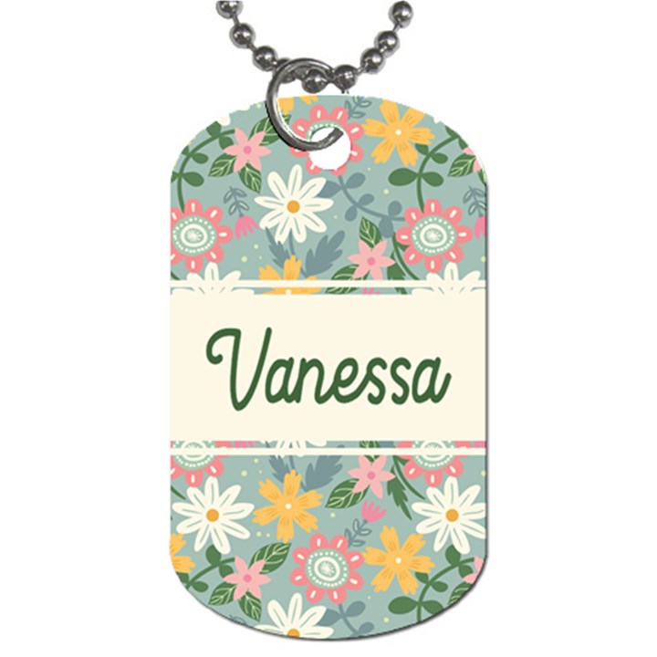 Floral Name Dog Tag Dog Tag (One Side)