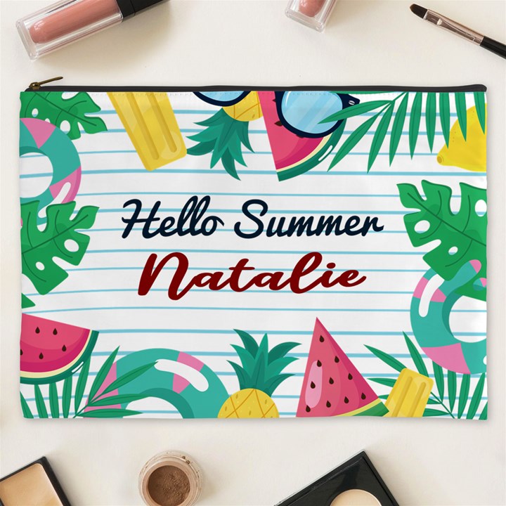 Personalized Summer Tropical Name Cosmetic Bag Cosmetic Bag (XXXL)