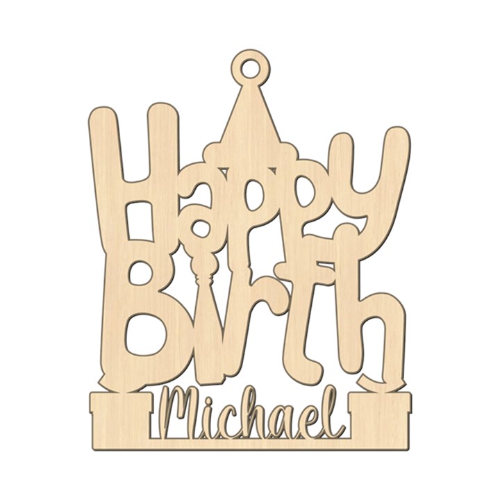 Personalized Happy Birthday Wood Ornament Wood Ornament