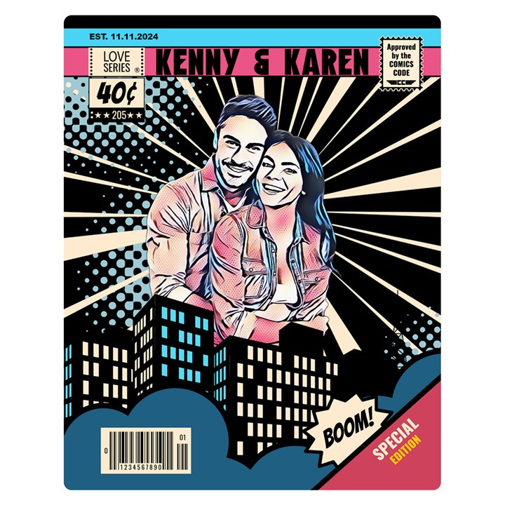 Personalized Comic Style City Lover 2 Two Sides Premium Plush Fleece Blanket (Teen Size)