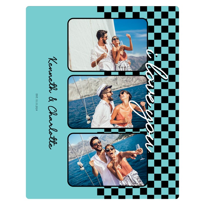 Personalized Photo Grid Two Sides Premium Plush Fleece Blanket (Teen Size)