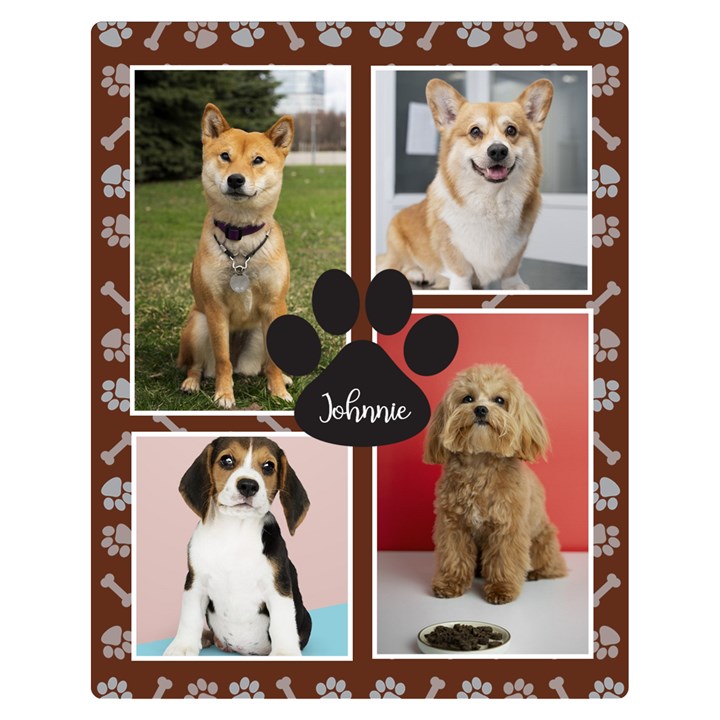 Personalized Dog Photo Name Blanket Two Sides Premium Plush Fleece Blanket (Teen Size)
