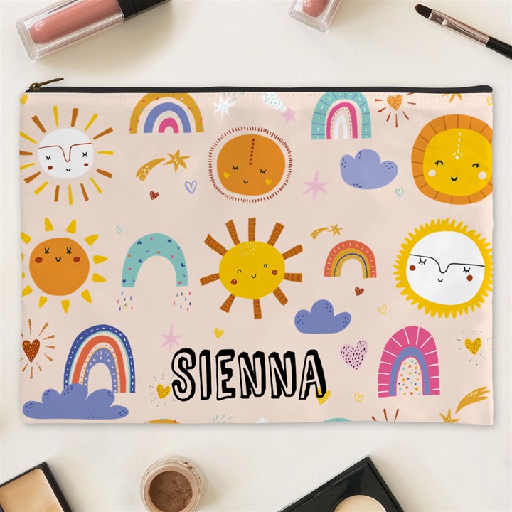 Personalized Sun Illustration Name Cosmetic Bag Cosmetic Bag (XXXL)