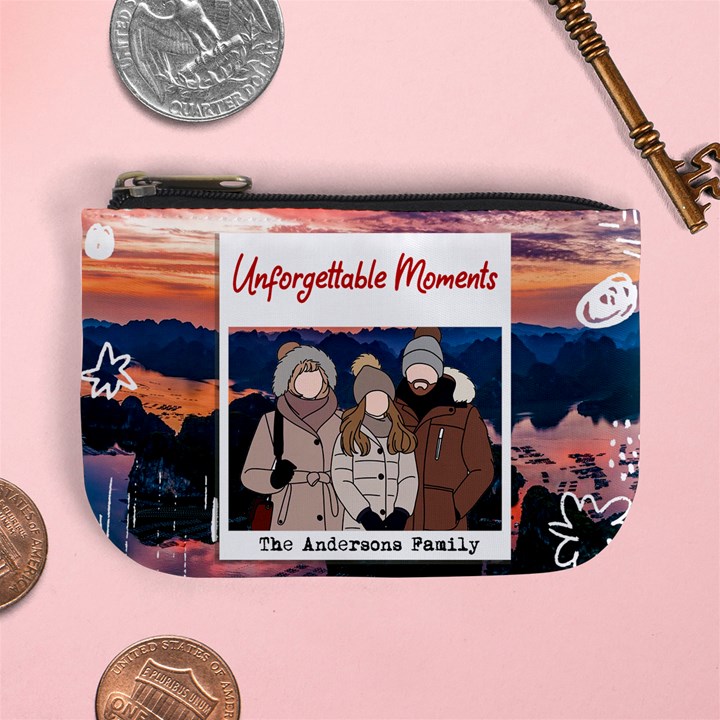 Personalized Trip Photo Illustration Name Mini Coin Purse Mini Coin Purse