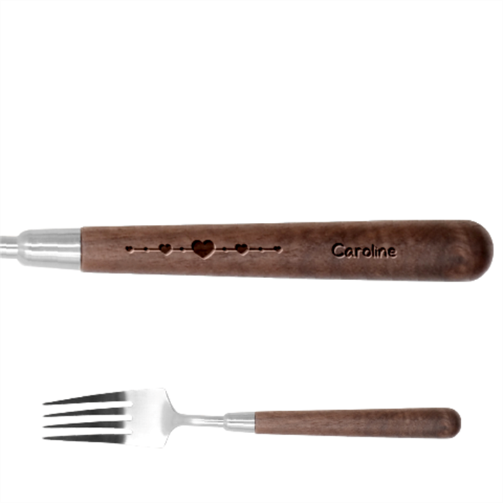 Personalized Heart Name Stainless Steel Fork with wooden Handle  Stainless Steel Fork With Wooden Handle