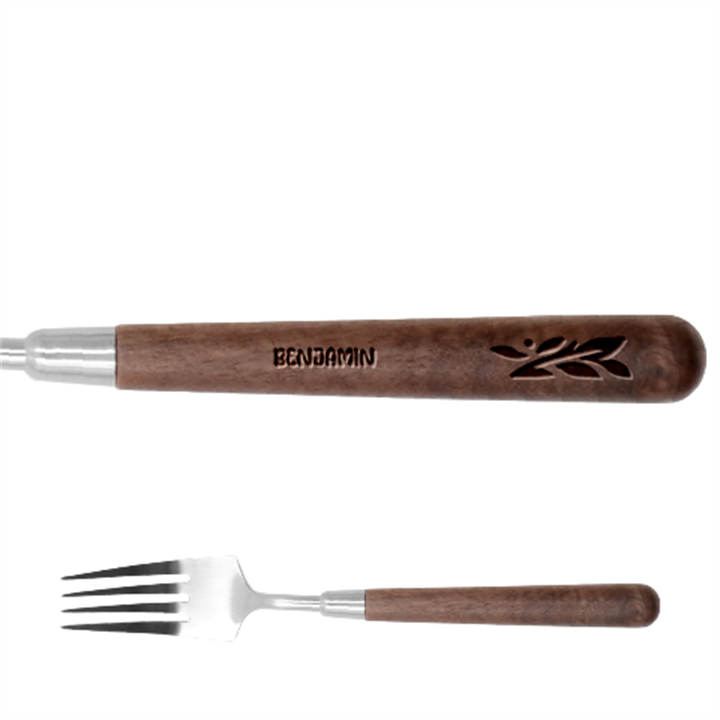 Personalized Flower Stainless Steel Fork with wooden Handle  Stainless Steel Fork With Wooden Handle