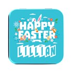 Personalized Easter Name Square Metal Box Square Metal Box (Black) Front