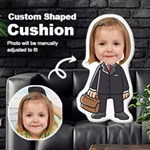 Personalized Photo in Merchant Businessman Cartoon Style Custom Shaped Cushion Cut To Shape Cushion Case Front