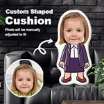 Personalized Photo in Teacher Cartoon Style Custom Shaped Cushion Cut To Shape Cushion Case Front