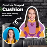 Personalized Photo in Super Mom Mother Cartoon Style Custom Shaped Cushion Cut To Shape Cushion Case Front