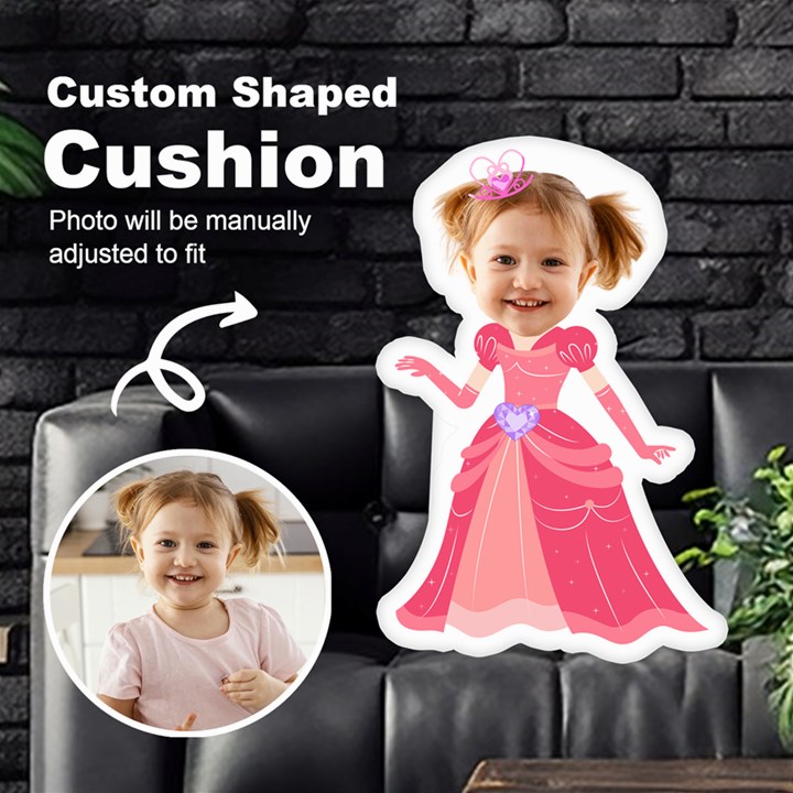 Personalized Photo in Pink Princess custom Shaped Cushion Cut To Shape Cushion Case