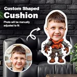 Personalized Photo in Halloween Scarecrow Cartoon Style Custom Shaped Cushion Cut To Shape Cushion Case Front