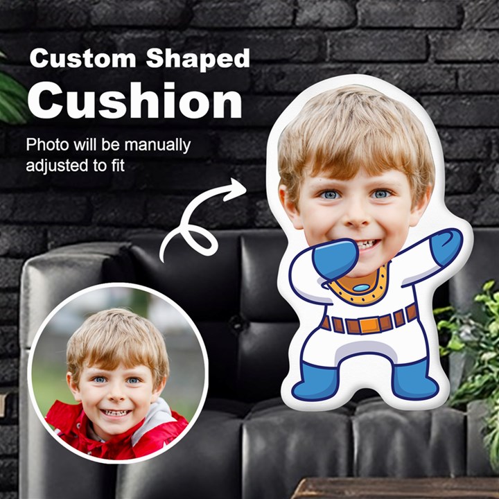 Personalized Photo in Dabbing Astronaut Cartoon Style Custom Shaped Cushion Cut To Shape Cushion Case