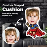 Personalized Photo in Superwoman Cartoon Style Custom Shaped Cushion Cut To Shape Cushion Case Front