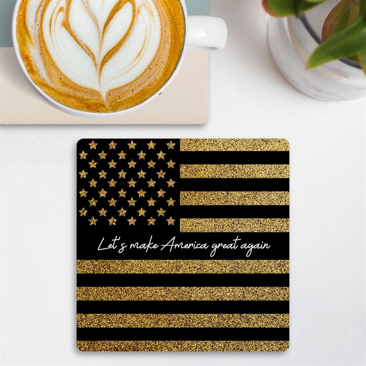 Personalized USA Flag Any Text Name UV Print Square Tile Coaster UV Print Square Tile Coaster 