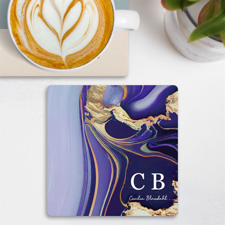 Personalized Initial Name Marble UV Print Square Tile Coaster UV Print Square Tile Coaster 