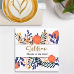 Personalized Name Any Text Floral UV Print Square Tile Coaster UV Print Square Tile Coaster  Front
