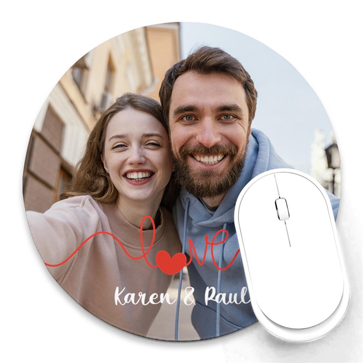 Personalized Love Line Photo Round Mousepad Round Mousepad