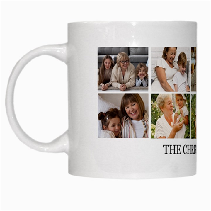 Personalized 10 Photo Family Name Any Text Mug White Mug