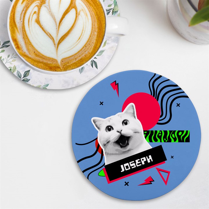 Personalized Cat Name Round Tile Coaster UV Print Round Tile Coaster