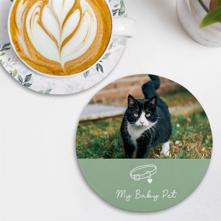 Personalized Pet Name Photo Round Tile Coaster UV Print Round Tile Coaster