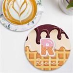 Personalized Ice Cream Name Round Tile Coaster UV Print Round Tile Coaster Front