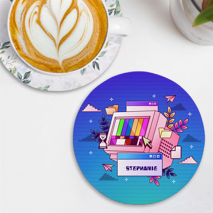 Personalized Y2K Name Round Tile Coaster UV Print Round Tile Coaster