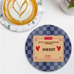 Personalized Denim Name Round Tile Coaster UV Print Round Tile Coaster Front