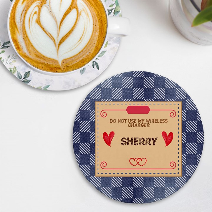 Personalized Denim Name Round Tile Coaster UV Print Round Tile Coaster