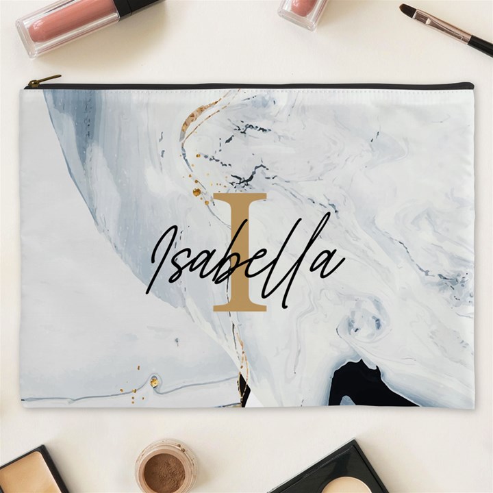 Personalized Initial Name Marble Cosmetic Bag Cosmetic Bag (XXXL)