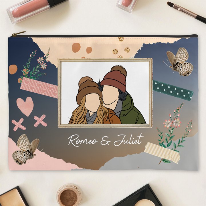 Personalized Photo Illustration Lover Name Cosmetic Bag Cosmetic Bag (XXXL)
