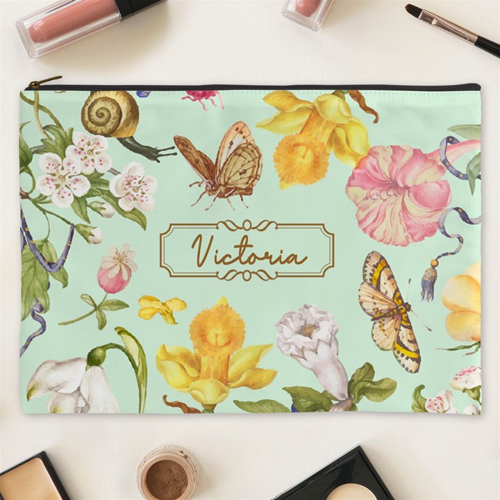 Personalized Floral Name Cosmetic Bag Cosmetic Bag (XXXL)