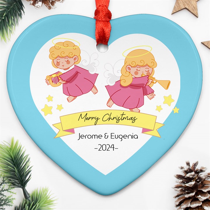 Personalized Angel Name Heart Ornament (Two Sides) Heart Ornament (Two Sides)