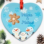 Personalized Snowman and Deer Name Heart Ornament (Two Sides) Heart Ornament (Two Sides) Back