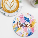 Personalized Colorful Brush Name Round Tile Coaster UV Print Round Tile Coaster Front