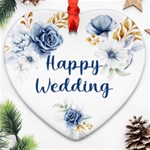 Personalized Flower Photo Name Heart Ornament (Two Sides) Heart Ornament (Two Sides) Back