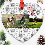 Personalized Pet Foot 3 pics Photo Name Heart Ornament (Two Sides) Heart Ornament (Two Sides) Front