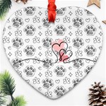 Personalized Pet Foot 3 pics Photo Name Heart Ornament (Two Sides) Heart Ornament (Two Sides) Back