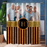 Personalized Photo Initial Stripe Pattern Shower Curtain Shower Curtain 60  x 72  (Medium) 60 x72  Curtain