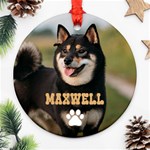 Personalized Christmas Pet Name Any Text Photo Round Ornament Round Ornament (Two Sides) Back