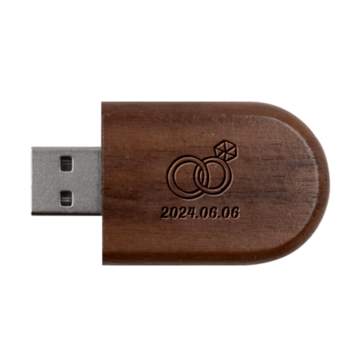 Personalized Wedding Rings Name Wood Oval USB Flash Drive Wood Oval USB Flash Drive